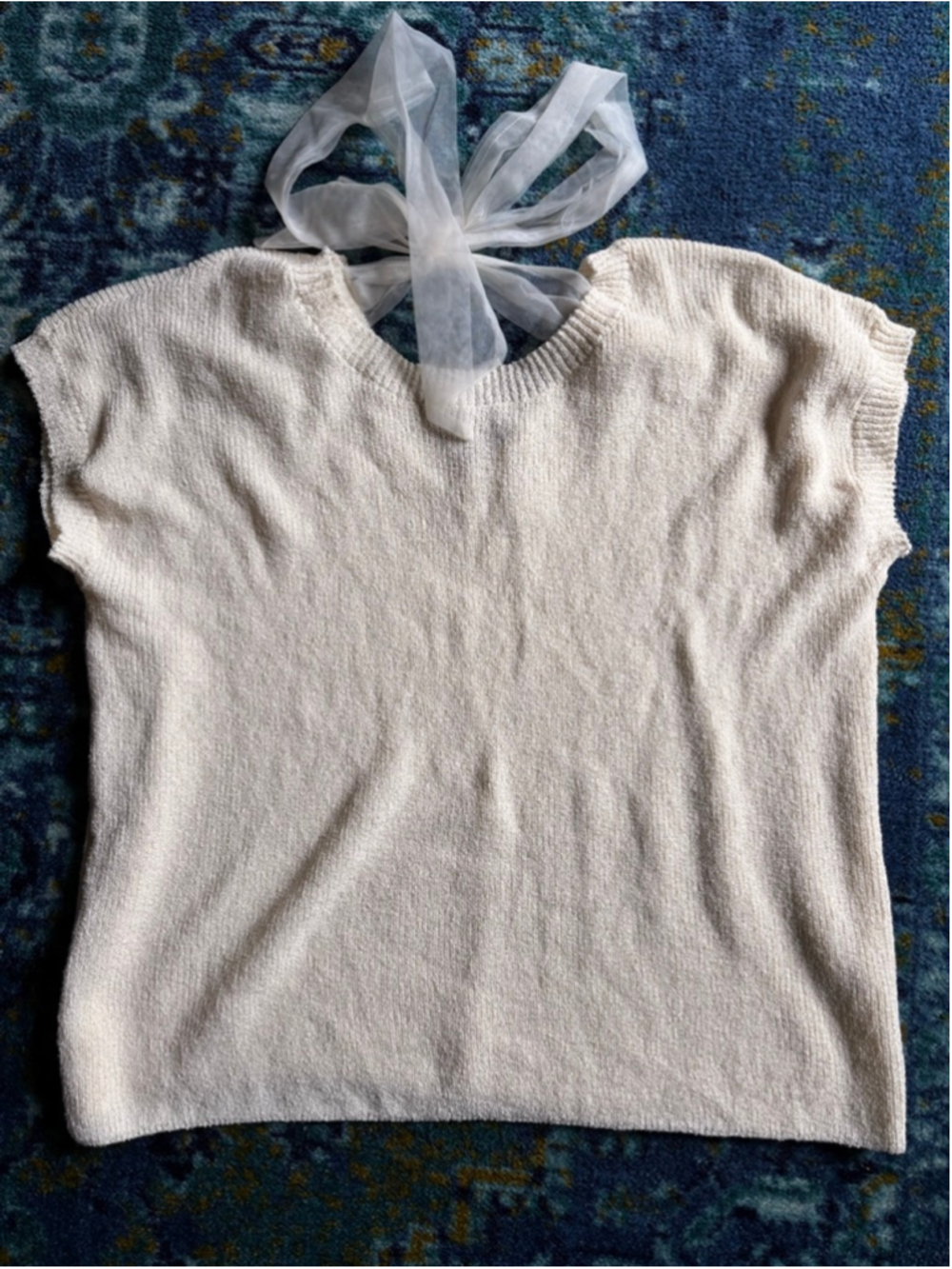 New Perch by Blu Pepper 3X Cream Knit Top Tie Back